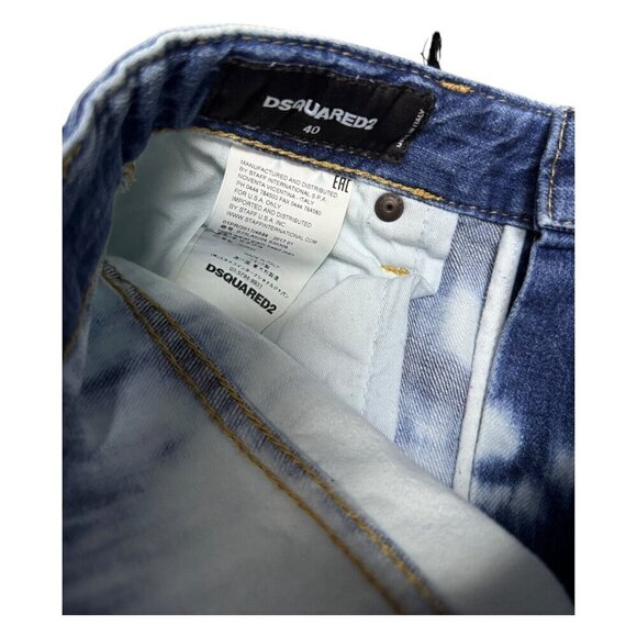 DSQUARED 2 (NWT) High Waist Glam Head Tie Dye Designer Skinny Denim Jeans Size 0 - Picture 7 of 7